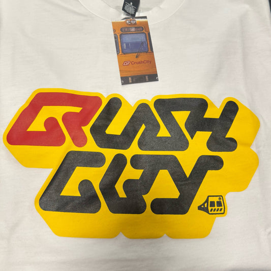 CrushCity + Puzle ‘EMU Farewell’ Collab Tshirt. Limited Edition of 150. Celebrating 15 years of CrushCity - White.