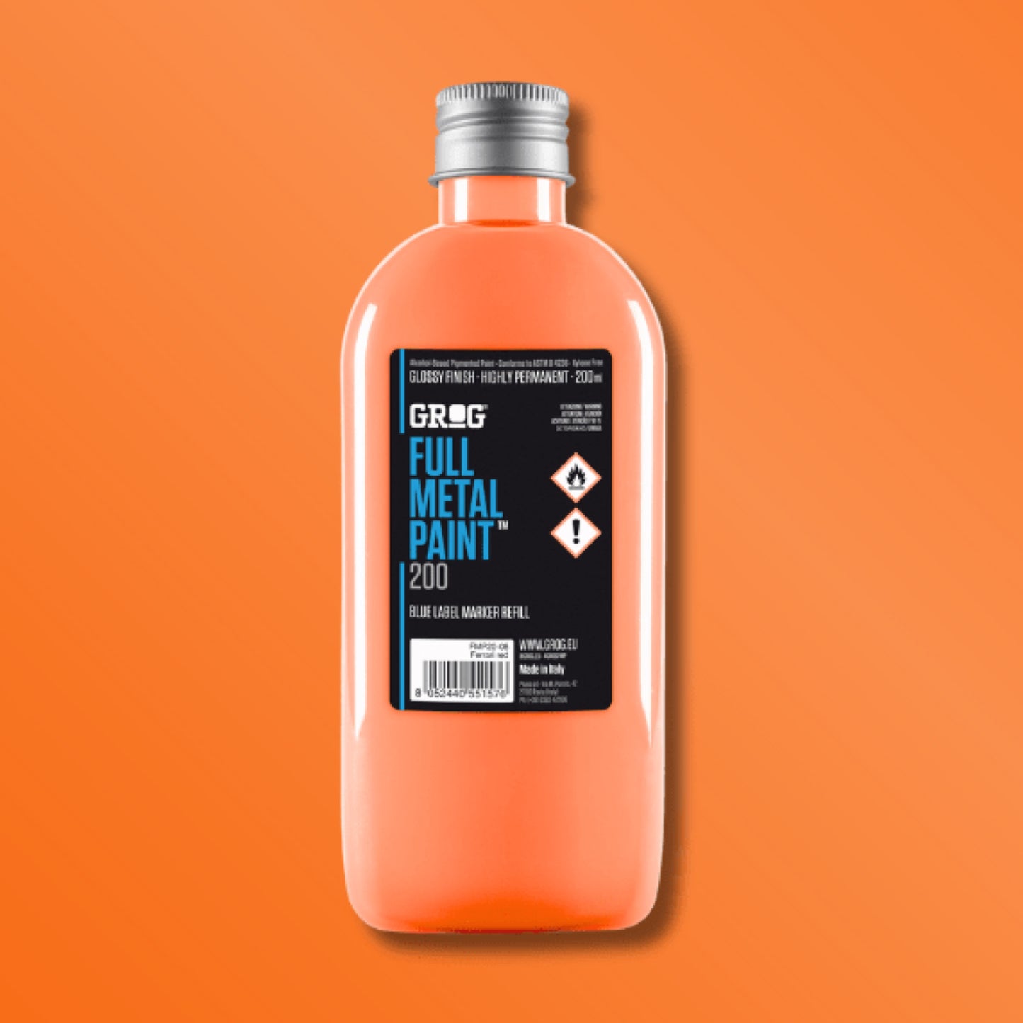 Grog Full Metal Paint 200ml - Neon Orange